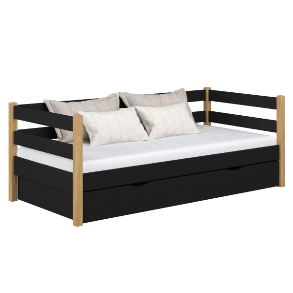 Drewniane łóżko sofa z szufladą N01 80x180, 1202343