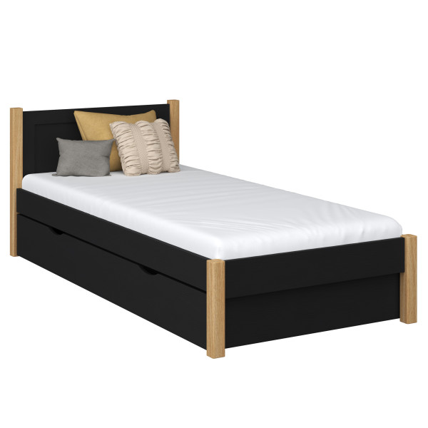 Drewniane łóżko pojedyncze z szufladą N02 80x180, 1202958