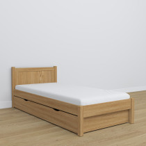 Dębowe łóżko pojedyncze z szufladą N02 80x180