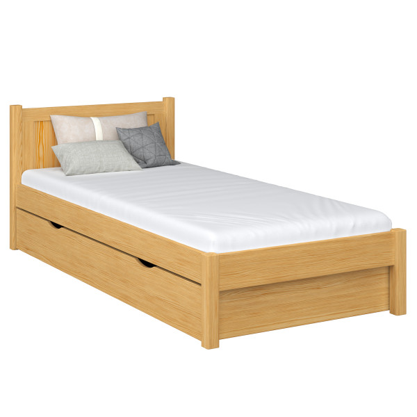 Drewniane łóżko pojedyncze z szufladą N02 80x180, 1203786