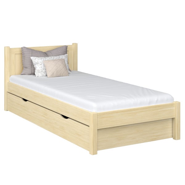 Drewniane łóżko pojedyncze z szufladą N02 80x180, 1203797