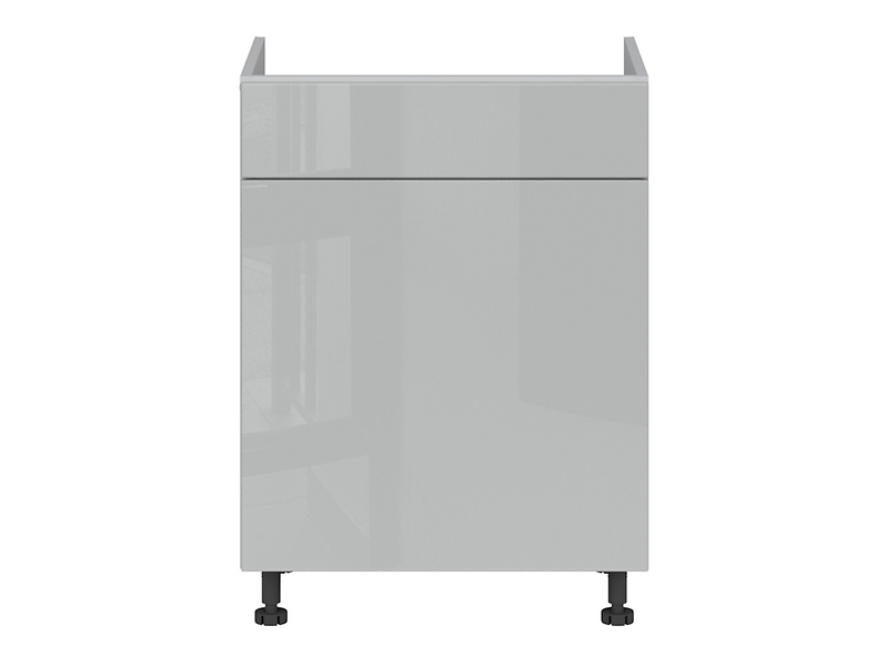 szafka kuchenna pod zlewozmywak Top Line  60 cm z szufladą cichy domyk szary połysk, 1205358