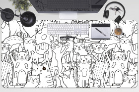 Mata na biurko i stół, osłonka Koty doodle - 100x50