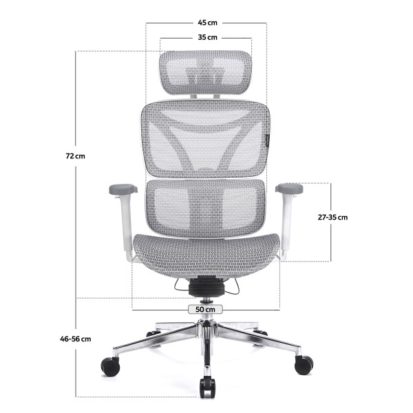 LEVANO SYSTEM Fotel ergonomiczny Control Pro Biały, 1245643