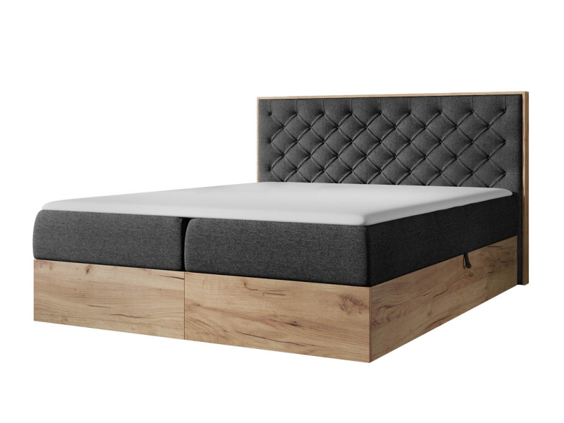 Łóżko kontynentalne Wood 3 140x200 czarne, 1250701