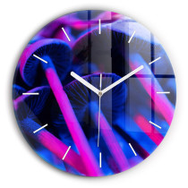 Zegar szklany ścienny do salonu Magiczne kolorowe grzyby