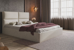 Łóżko tapicerowane SIM 6 120x200 - Beżowe