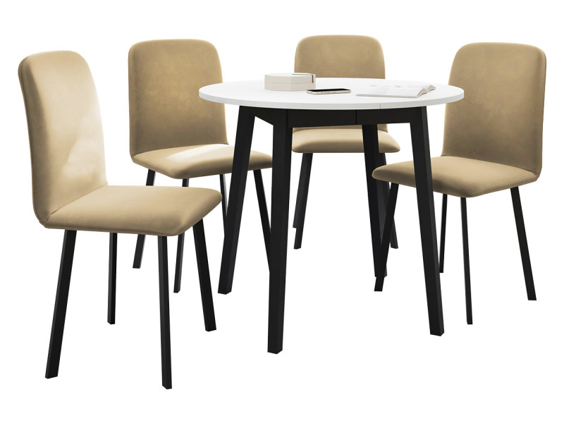Stół rozkładany Dione S 90 z 4 krzesłami Luke, 1280519