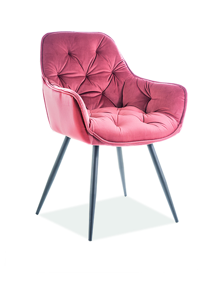krzesło tapicerowane Cherry velvet różowe, 1283409