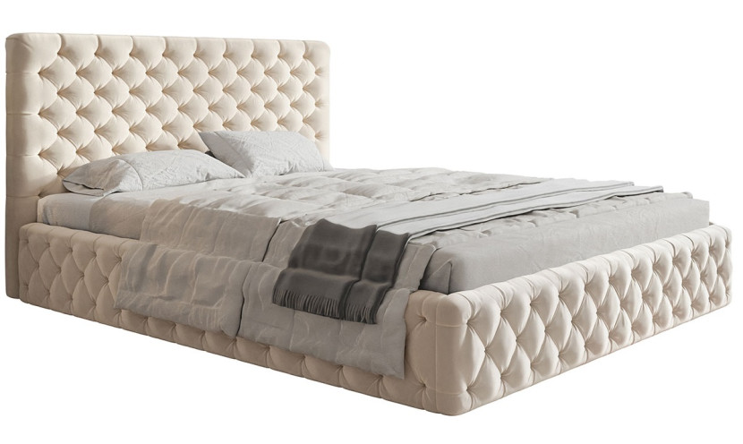 Łóżko tapicerowane SIM 8, 120x200 - Beżowe, 1297700