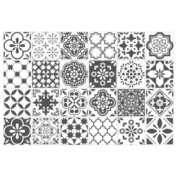 Naklejki Na Kafelki Czarno-Biała Mozaika Marokańska Zestaw, 1300787