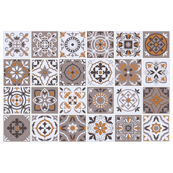 Naklejki Na Płytki Kafelki Brązowa Mozaika Marokańska Zestaw, 1300877