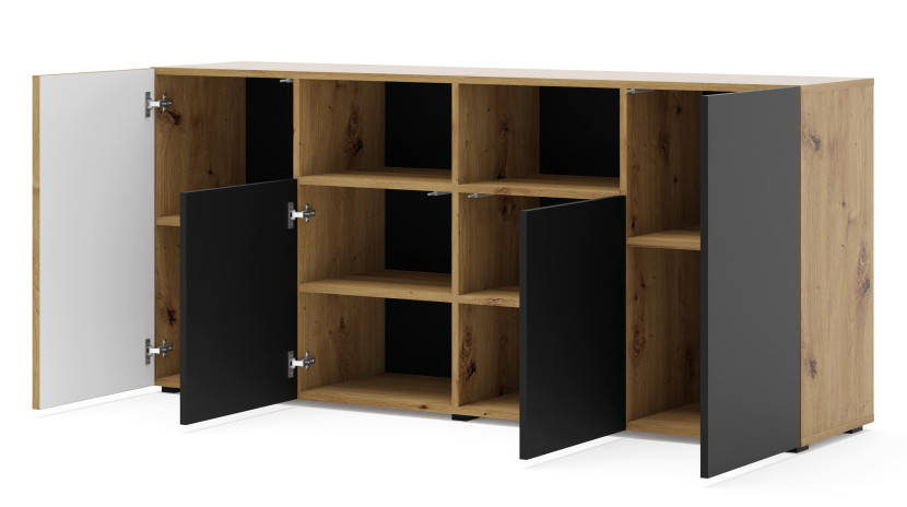 Komoda AURIS 4D 180 cm dąb artisan / czarny mat, 1431130