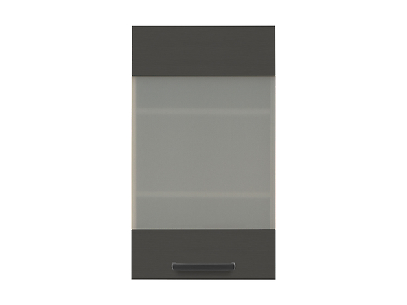szafka górna z witryną Semi Line, Kolor korpusów dąb reveal, Kolor frontów czarny wulkaniczny, 146029