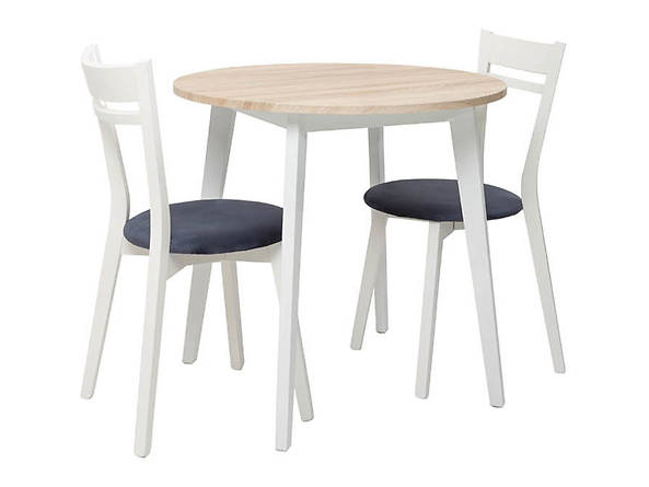 zestaw stół z krzesłami Keita, Kolor wybarwienia dąb sonoma/biały, Wybarwienie drewna biały, Tkanina Fantasy Velvet 323 Navy, 148653