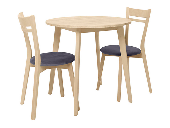 zestaw stół z krzesłami Keita, Kolor wybarwienia dąb sonoma, Wybarwienie drewna dąb sonoma, Tkanina Fantasy Velvet 326 Graphite, 148655