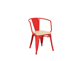 krzesło czerwony/sosna naturalna Paris Arms Wood