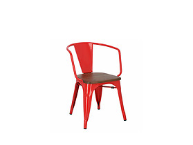 krzesło czerwony/sosna orzech Paris Arms Wood