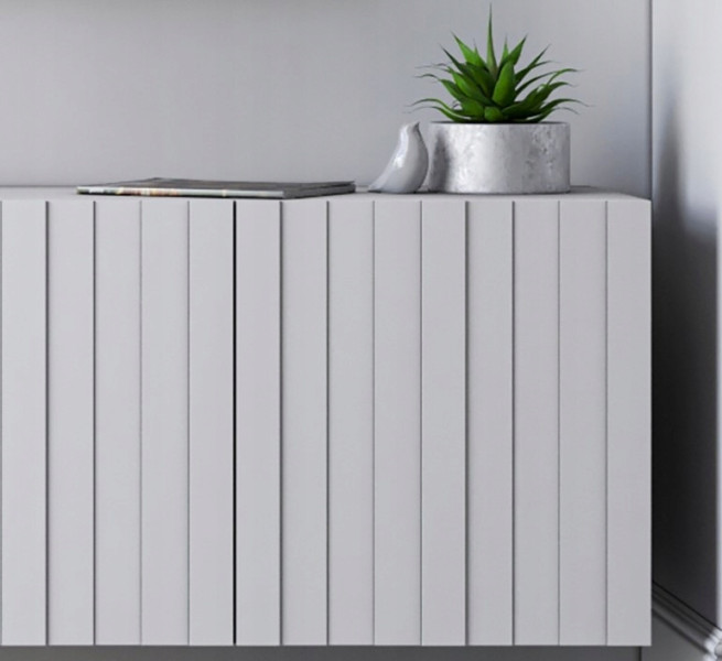 Szafka RTV Loft Biały Komoda RTV Glamour Ryflowane fronty, 1546475