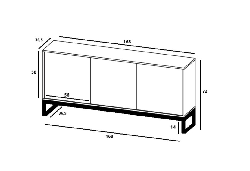 Komoda RTV Loft Szafka RTV Czarny Mat Glamour Rama Czarna, 1546484
