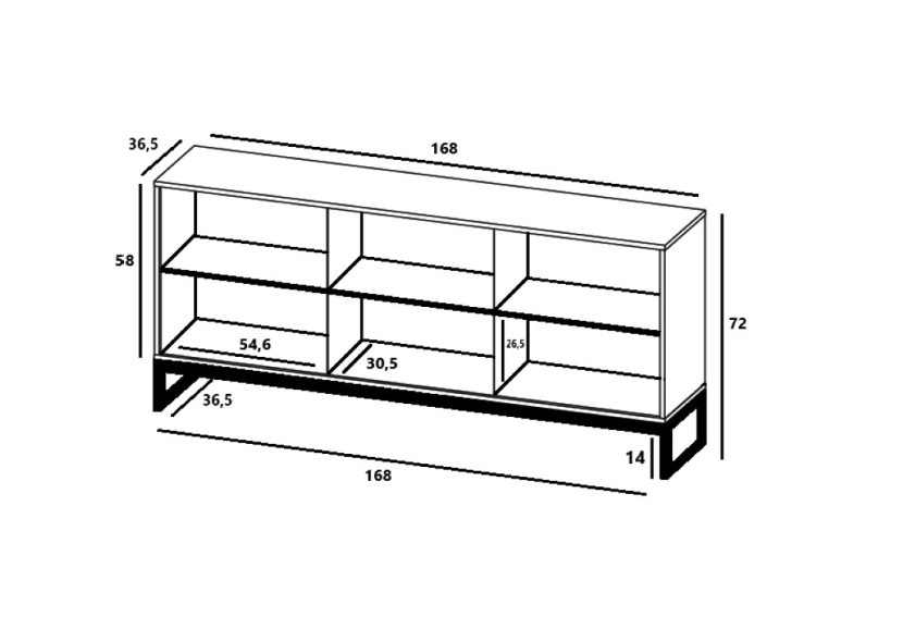 Komoda RTV Loft Szafka RTV Czarny Mat Glamour Rama Czarna, 1546485
