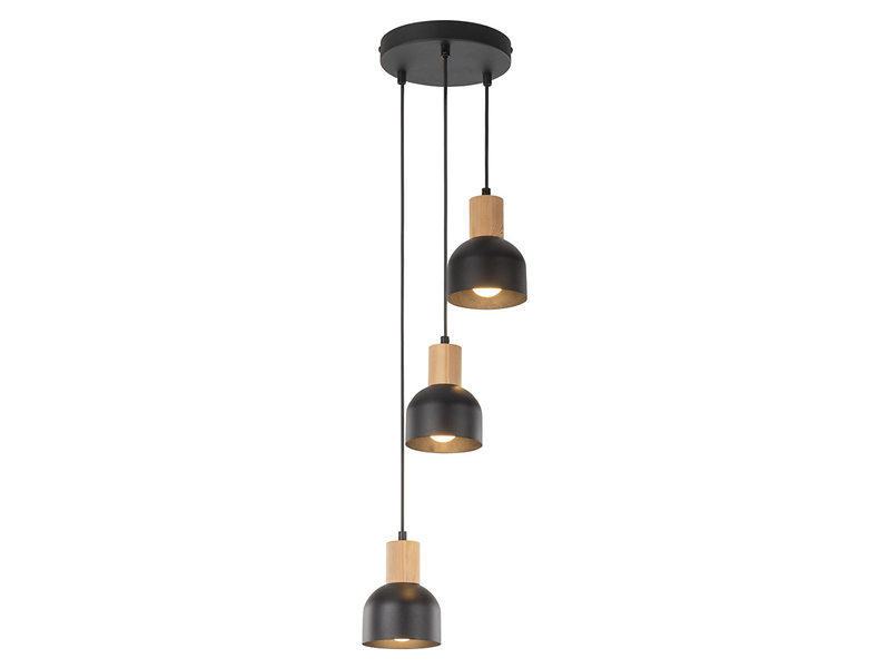 Lampa wisząca Cairo 3-punktowa metalowa czarna, 1594978