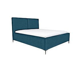 łóżko tapicerowane Palini z pojemnikiem 160x200 welurowe niebieskie