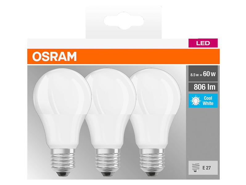 żarówka LED 3szt E27 8,5W Osram, 180326