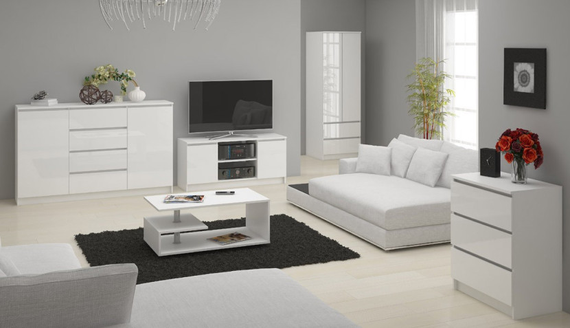 Komoda AKORD K120 Biała 120 cm Biały Połysk 120x40x77 cm, 1815668