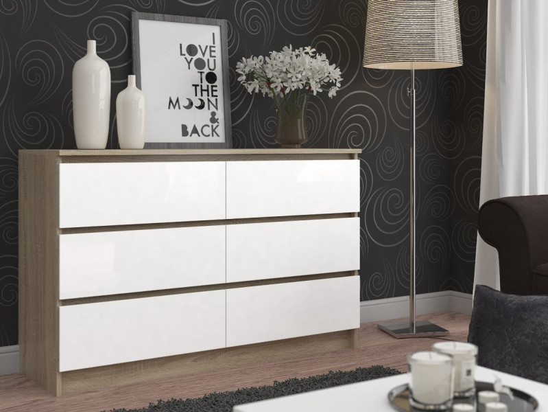 Komoda AKORD K120 Dąb Sonoma 120 cm Biały mat 120x40x77 cm, 1815740