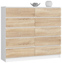 Produkt: Komoda AKORD K140 Biała 138 cm Dąb Sonoma mat 138x40x121 cm