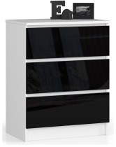 Komoda AKORD K60 Biała 60 cm Czarny Połysk 60x40x77 cm
