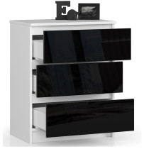Komoda AKORD K60 Biała 60 cm Czarny Połysk 60x40x77 cm