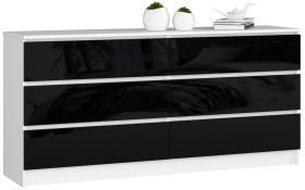 Komoda AKORD K160 Biała 160 cm Czarny Połysk 160x40x77 cm