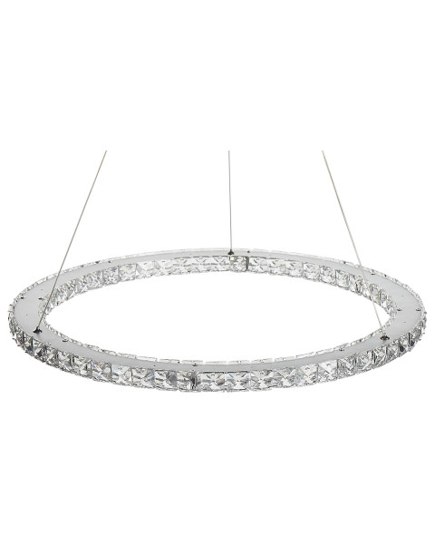 Lampa wisząca LED ring okrągła kryształowa srebrna, 1843930