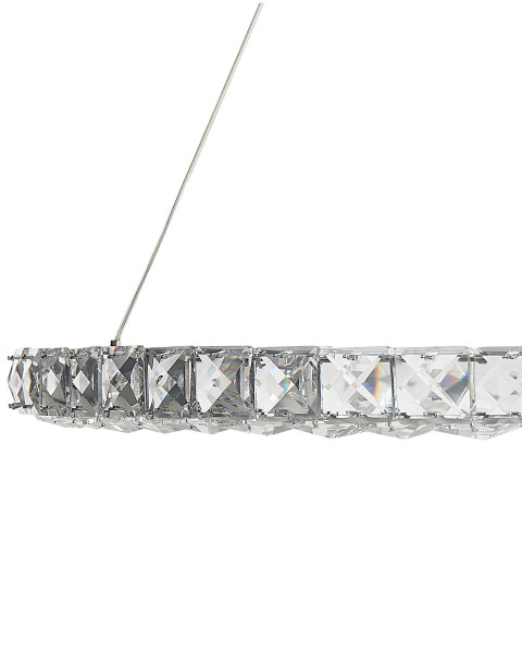 Lampa wisząca LED ring okrągła kryształowa srebrna, 1843931