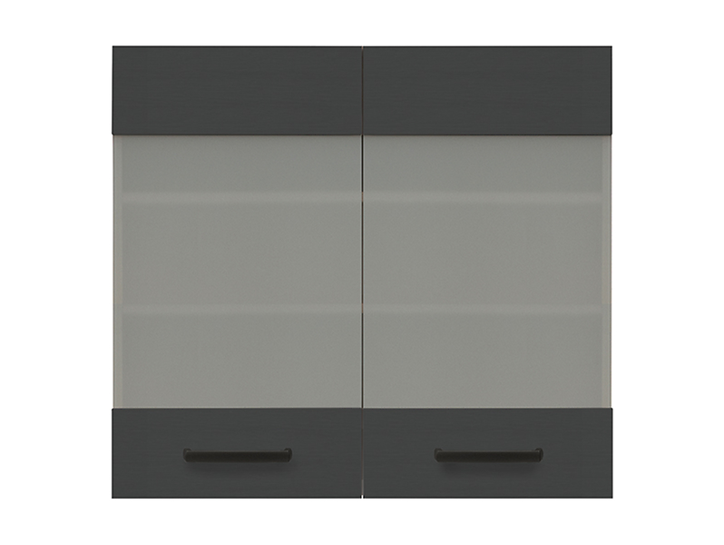 szafka kuchenna górna Semi Line 80 cm dwudrzwiowa z witryną czarny wulkaniczny, 196092
