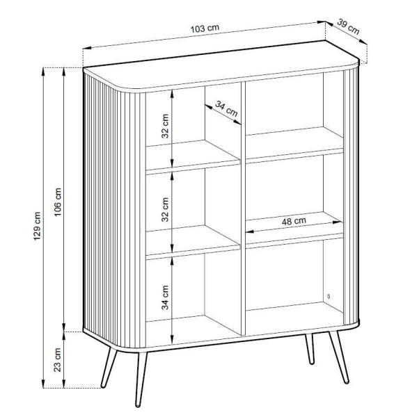 Komoda Zoja wysoka frezowana K103 - czarna + n. złote, 2029128