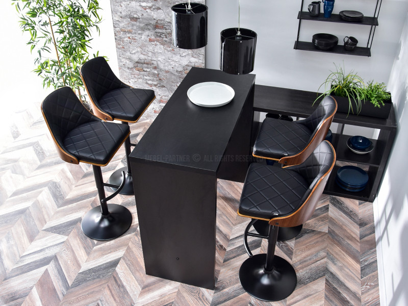 Pikowany hoker barowy z ekoskóry i drewna do wyspy nr 28 orzech czarny, 2123674