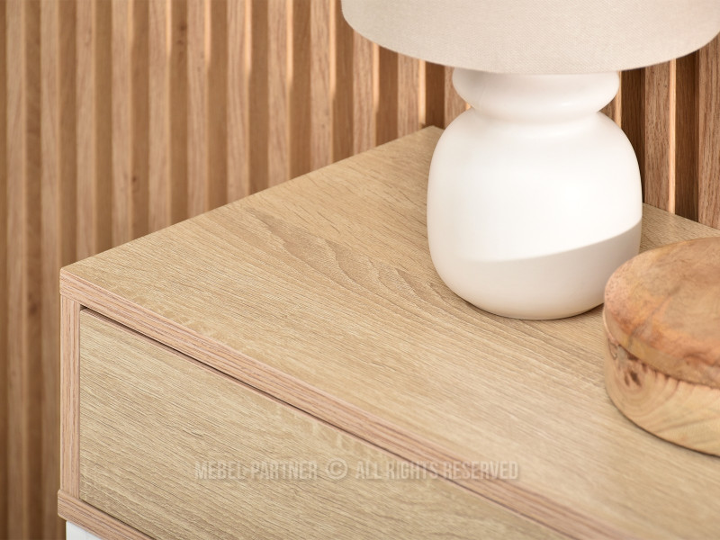 Skandynawska konsola Nora 80cm dąb sonoma biała z szufladą do salonu, 2131290