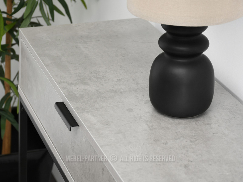Konsola przyścienna do salonu z szufladą Nora-m beton metalowe czarne nogi, 2131543