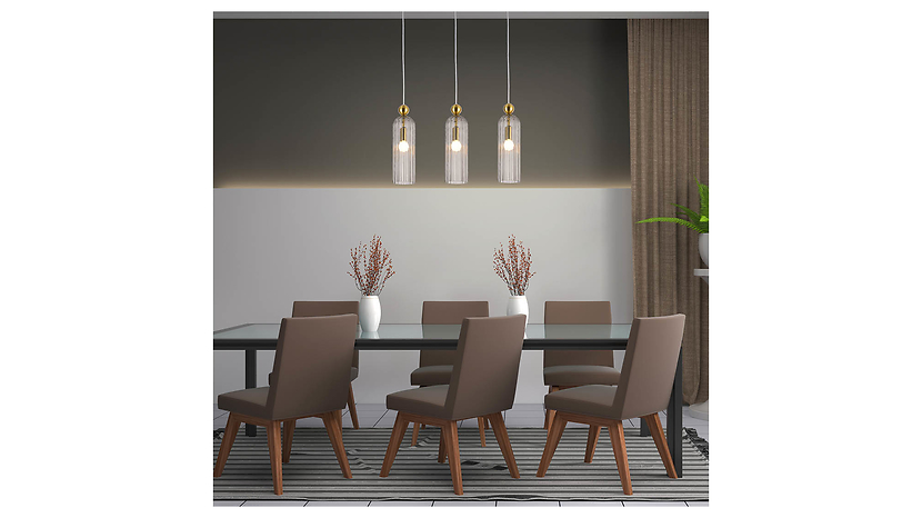 Lampa wisząca Piega 3-punktowa szklana złoto-szara, 214982