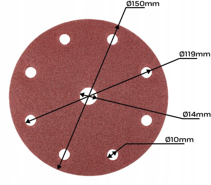 Krążki ścierne papier ścierny na rzep 150mm, P180, 5szt. NEO, 2193529