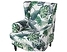 Fotel z podnóżkiem w liście biało-zielony SANDSET, 219621