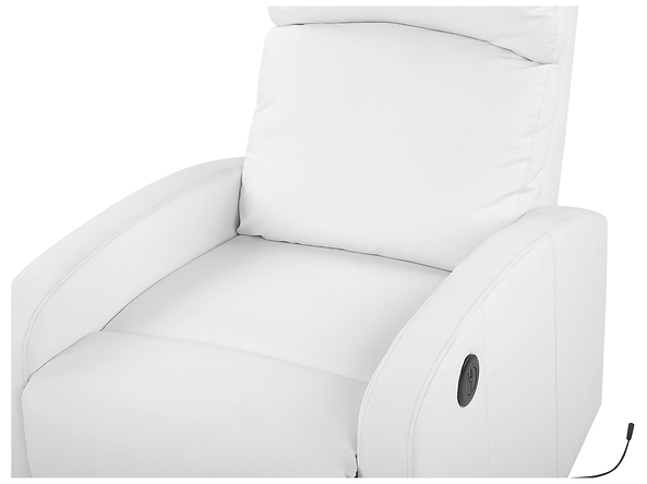 Fotel rozkładany ekoskóra LED z ładowarką biały VIRRAT, 220433