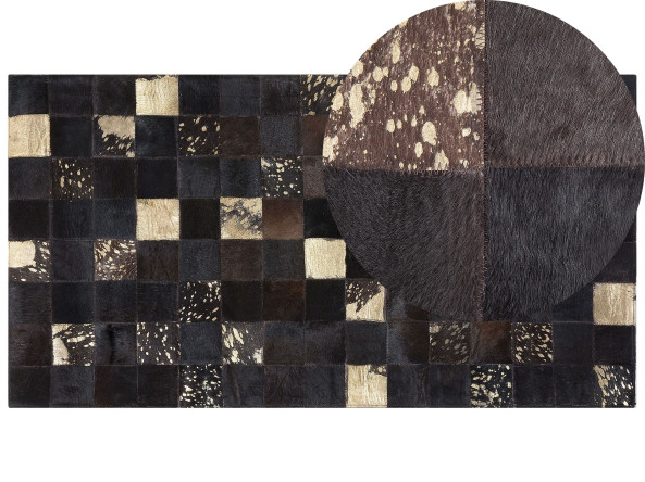 Dywan patchwork skórzany 80 x 150 cm brązowy BANDIRMA, 222352