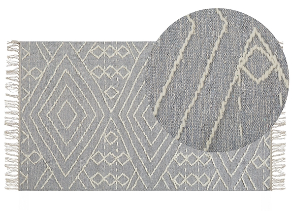 Dywan bawełniany 80 x 150 cm biało-szary KHENIFRA, 223135