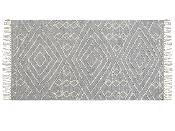 Dywan bawełniany 80 x 150 cm biało-szary KHENIFRA, 223138