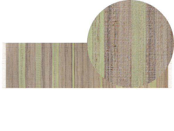 Dywan z juty 80 x 300 cm beżowo-zielony TALPUR, 223157