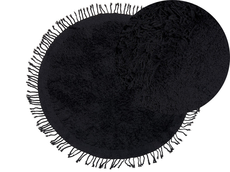 Dywan shaggy okrągły bawełniany ⌀ 140 cm czarny BITLIS, 224872